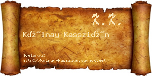 Kálnay Kasszián névjegykártya